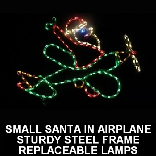 Santa Claus in Airplane Outdoor LED Lighted Christmas Decoration