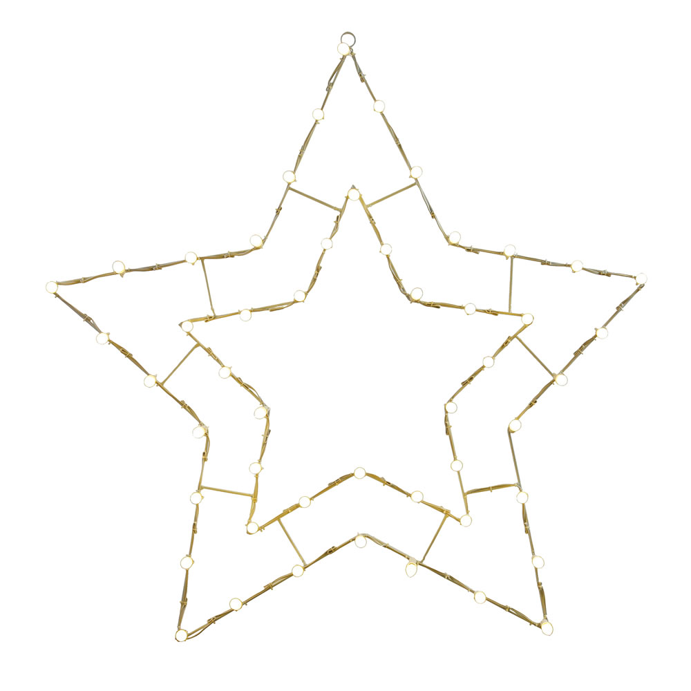 Lighted White 5 Point Star Wire Frame Decoration - 50 C7 Lights