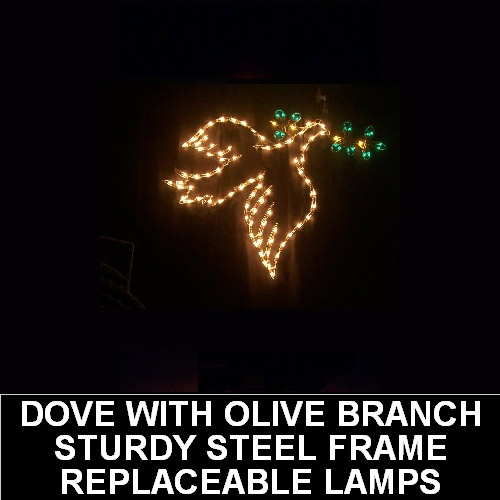 Dove with Olive Branch LED Lighted Outdoor Lawn Decoration